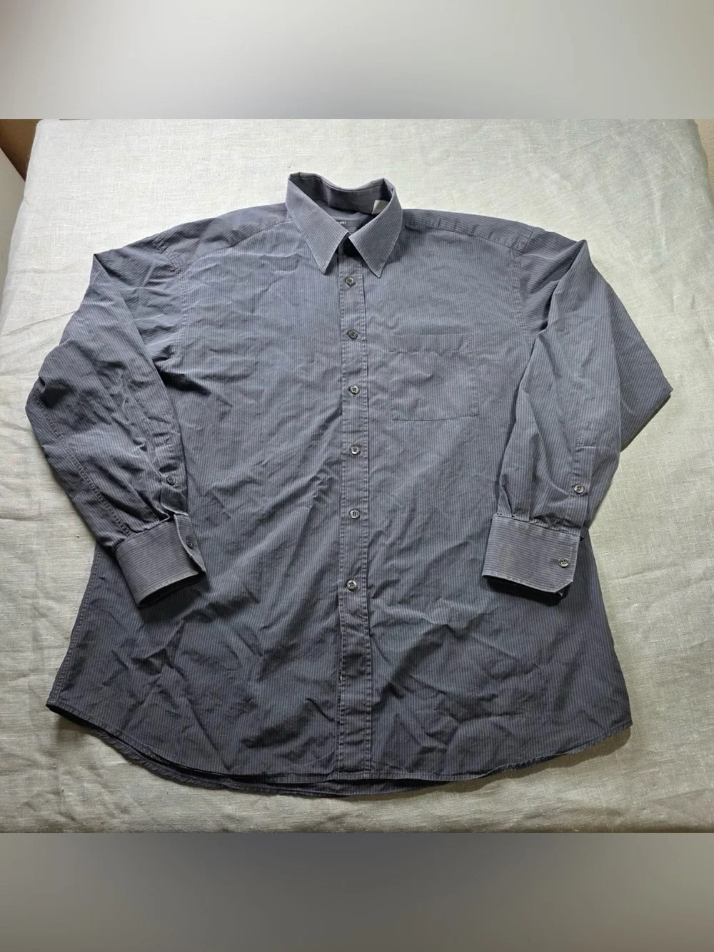 GUCCI Men's Dress Shirt Size L 43/17 Gray Striped Long Sleeve Cotton Auth Italy